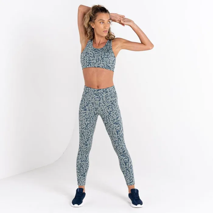 Dare 2b Swift Sports Bra Lilypad Green Animal Print Women Gym Tops