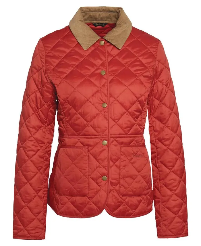 Deveron Quilted Jacket Saffron Red Women Barbour Quilted Jackets