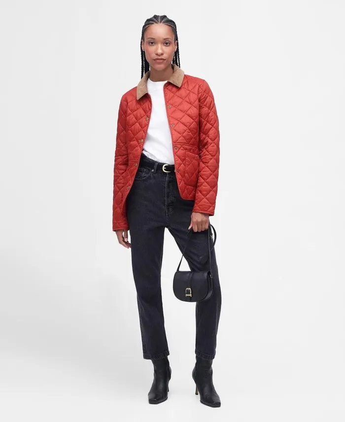 Deveron Quilted Jacket Saffron Red Women Barbour Quilted Jackets