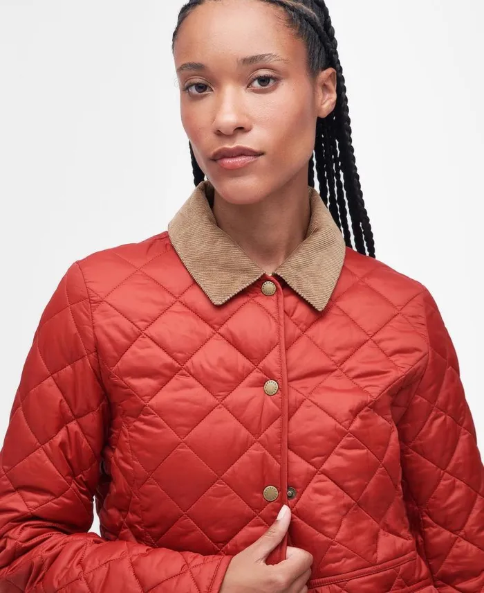 Deveron Quilted Jacket Saffron Red Women Barbour Quilted Jackets