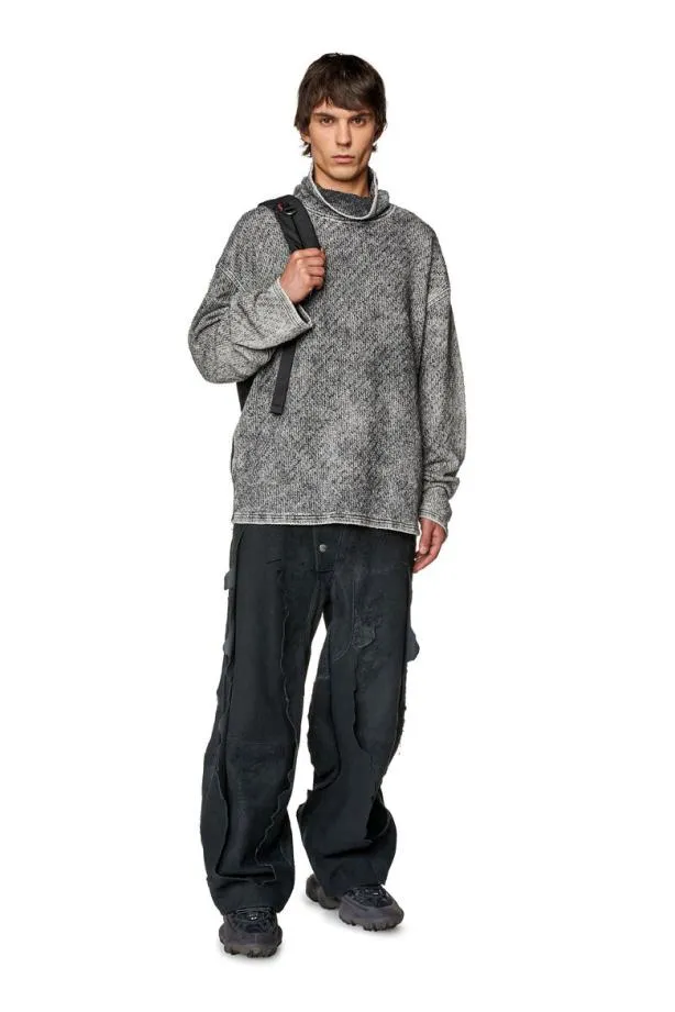 Diesel Dnlabelcolfsdne Grey Men Sweatshirts and Hoodies