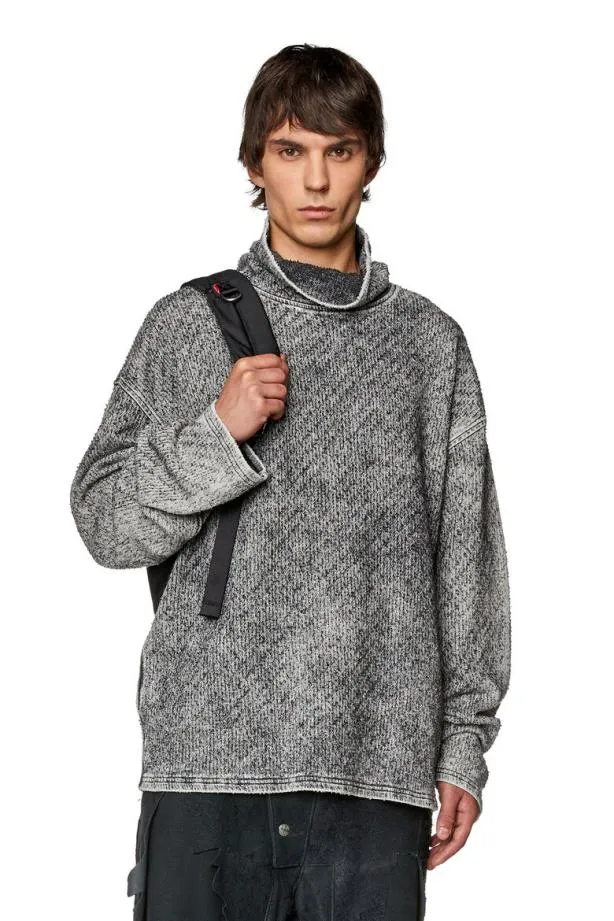 Diesel Dnlabelcolfsdne Grey Men Sweatshirts and Hoodies