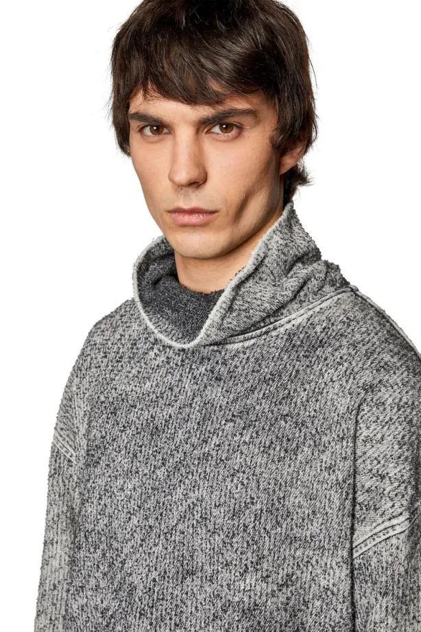 Diesel Dnlabelcolfsdne Grey Men Sweatshirts and Hoodies