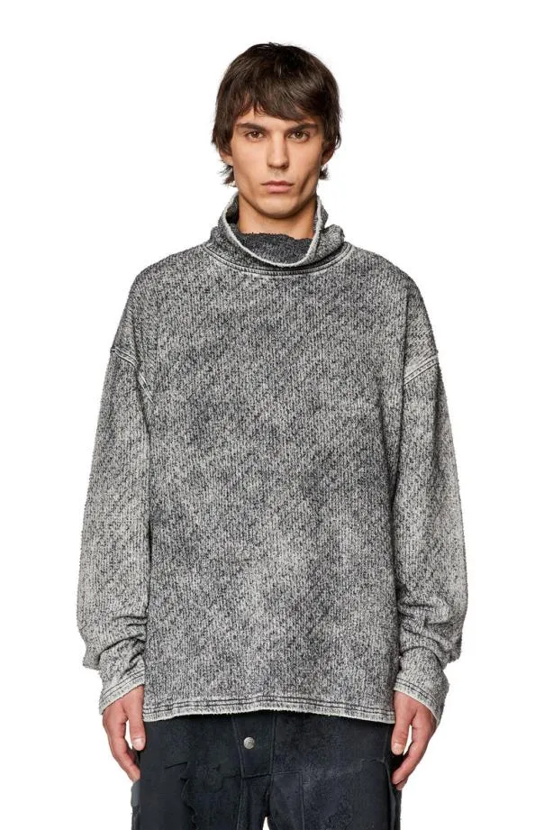 Diesel Dnlabelcolfsdne Grey Men Sweatshirts and Hoodies