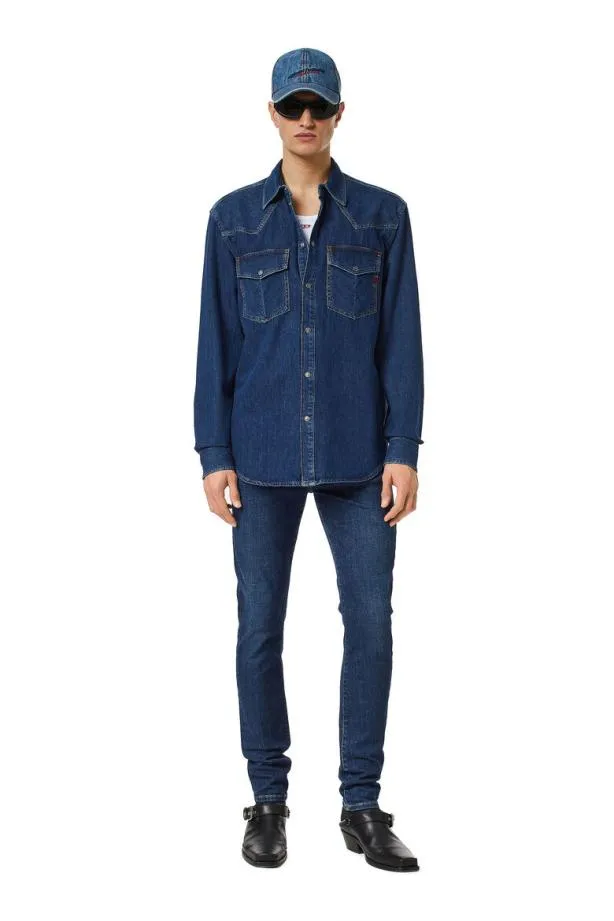 Diesel Docean Western Shirt Dark Blue Men Shirts