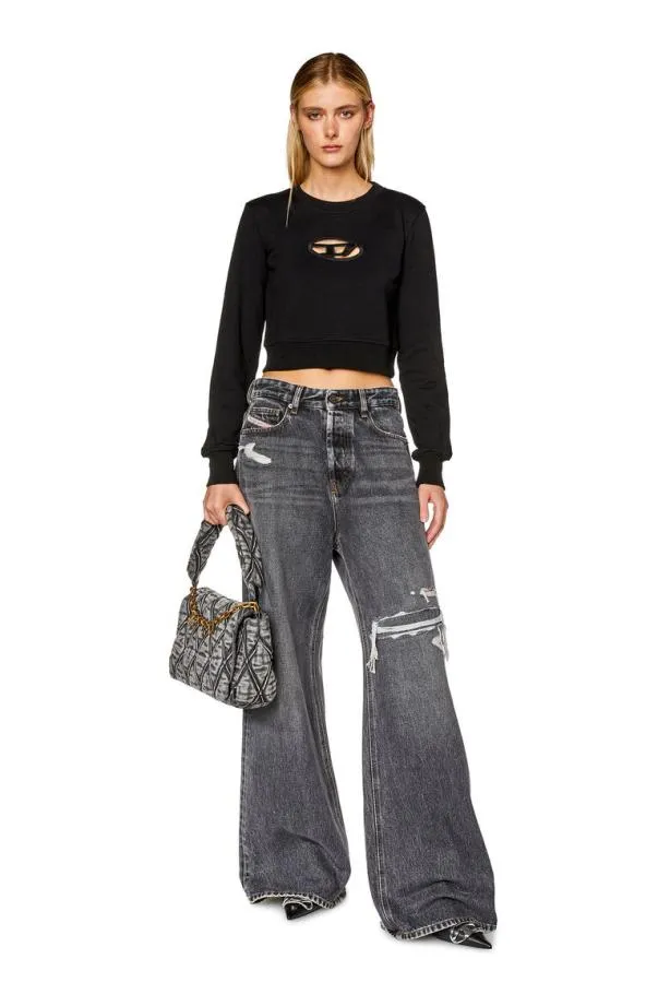 Diesel Fslimmyod Black Women Sweatshirts and Hoodies