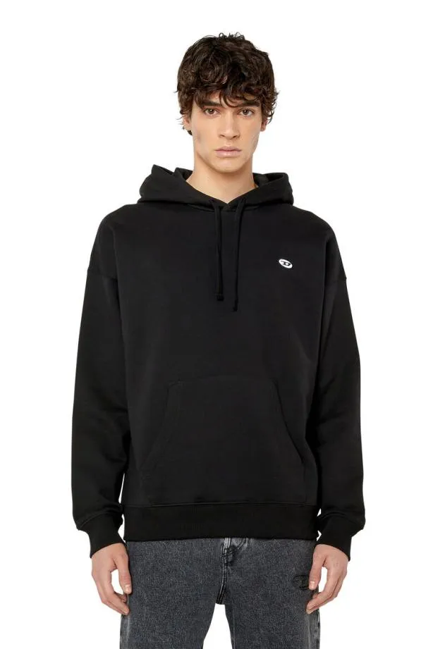 Diesel Srobhooddovalpj Black Men Sweatshirts and Hoodies