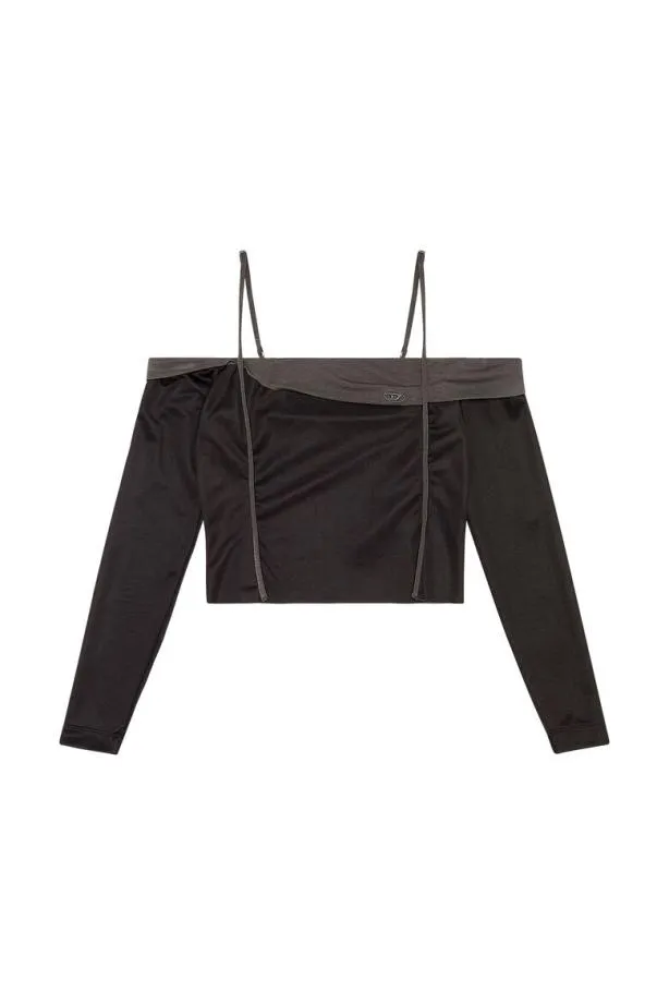 Diesel Tdraper Black Women TShirts and Tops