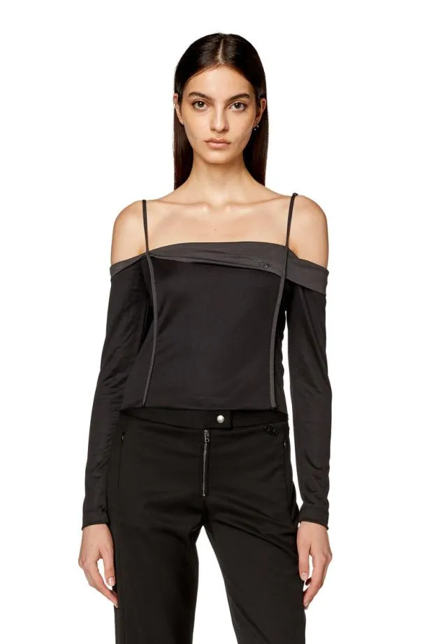 Diesel Tdraper Black Women TShirts and Tops