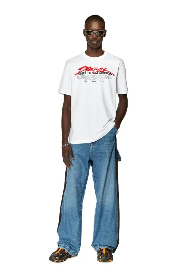 Diesel Tjustl3 White Men TShirts and Polos