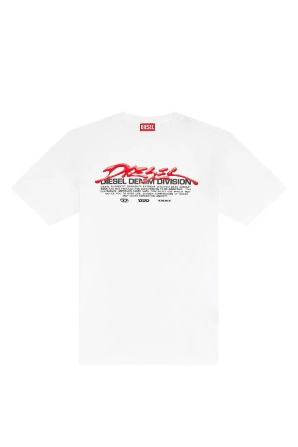 Diesel Tjustl3 White Men TShirts and Polos