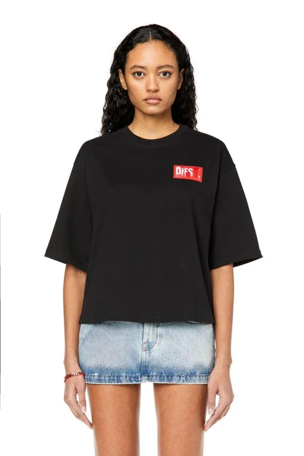 Diesel Trowylabel Black Women TShirts and Tops
