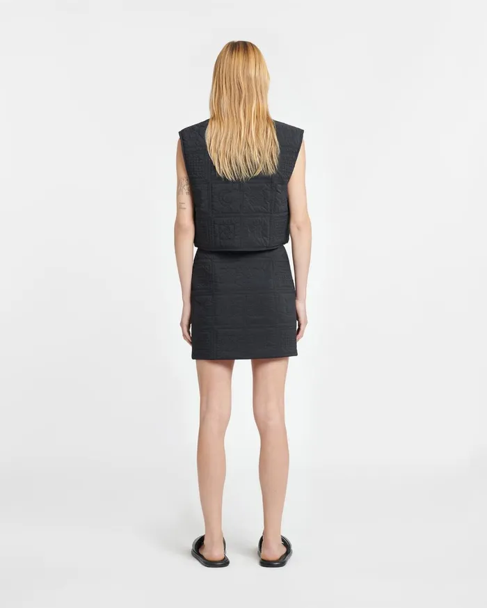 Dillon Quilted Tech Poplin Mini Skirt Totem Off Black Women Nanushka Skirts