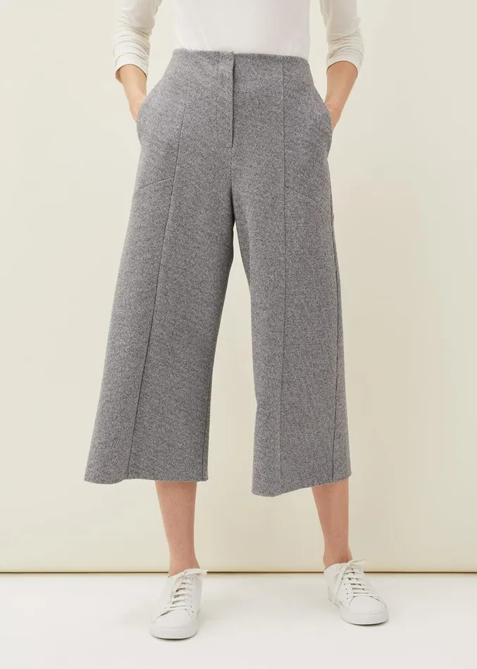 Diza Herringbone Culottes Grey Women Phase Eight Trousers