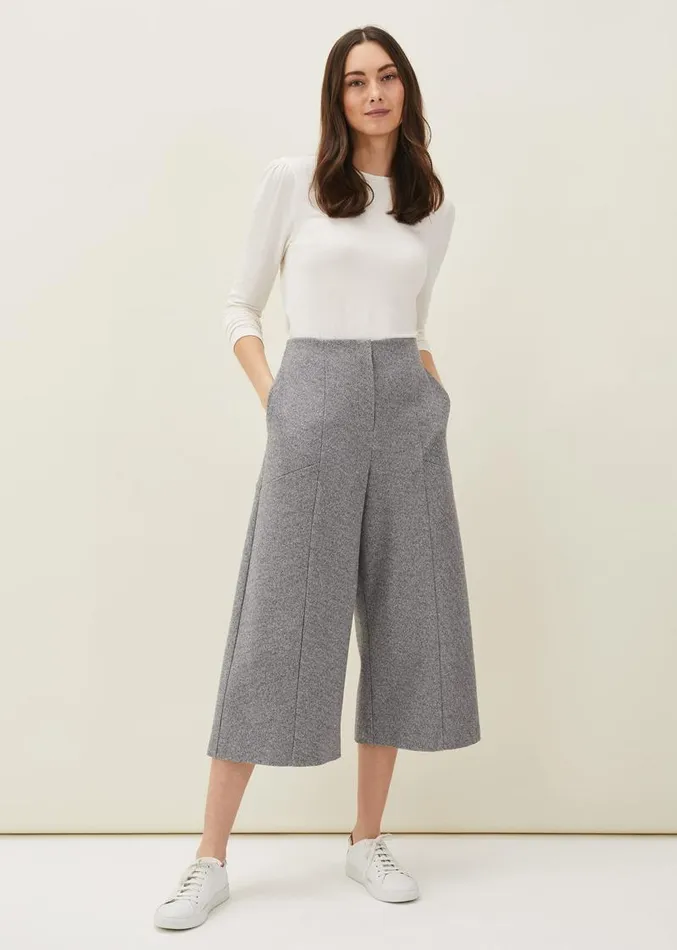 Diza Herringbone Culottes Grey Women Phase Eight Trousers