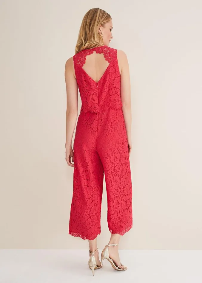 Dora Lace Jumpsuit Raspberry Women Phase Eight Dresses