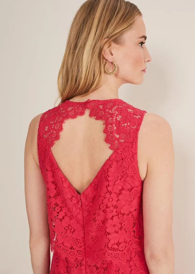 Dora Lace Jumpsuit Raspberry Women Phase Eight Dresses