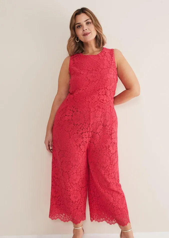 Dora Lace Jumpsuit Raspberry Women Phase Eight Dresses