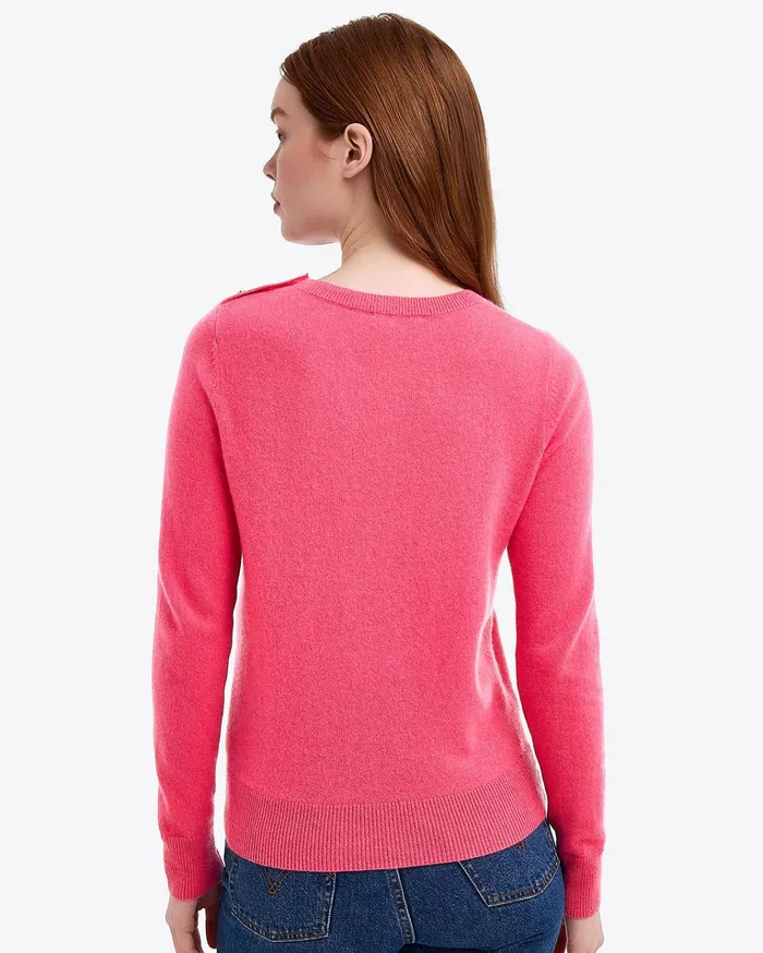 Draper James Button Shoulder Cashmere Sweater Women Sweaters