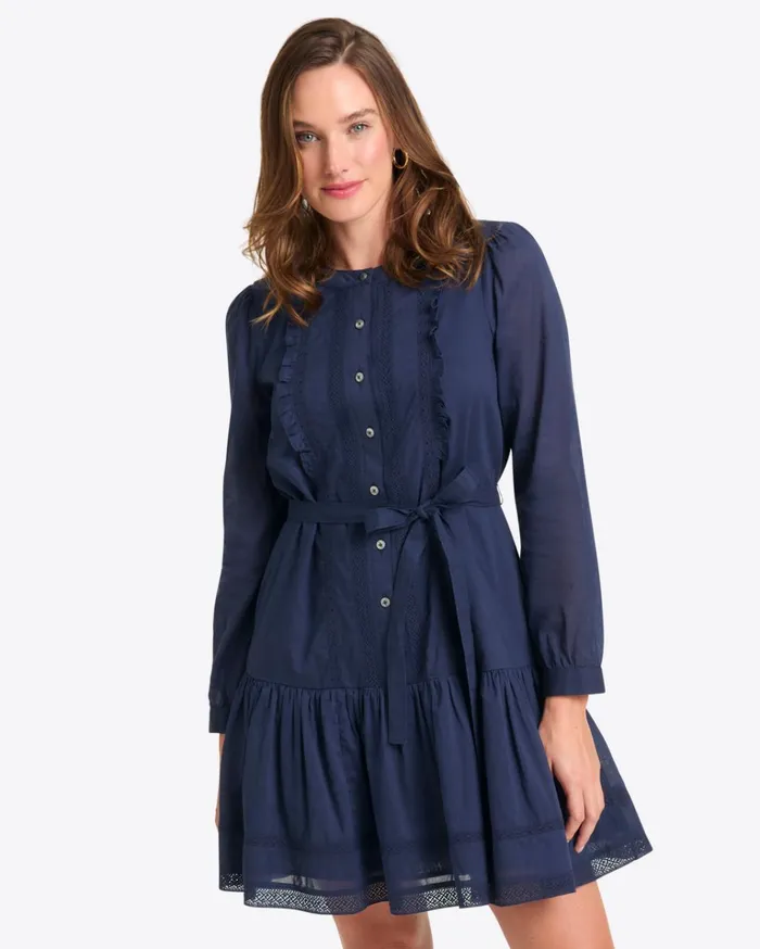 Draper James Elizabeth Mini Dress In Embroidered Stripe Women Dresses