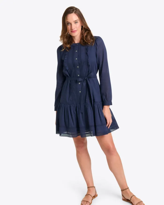 Draper James Elizabeth Mini Dress In Embroidered Stripe Women Dresses