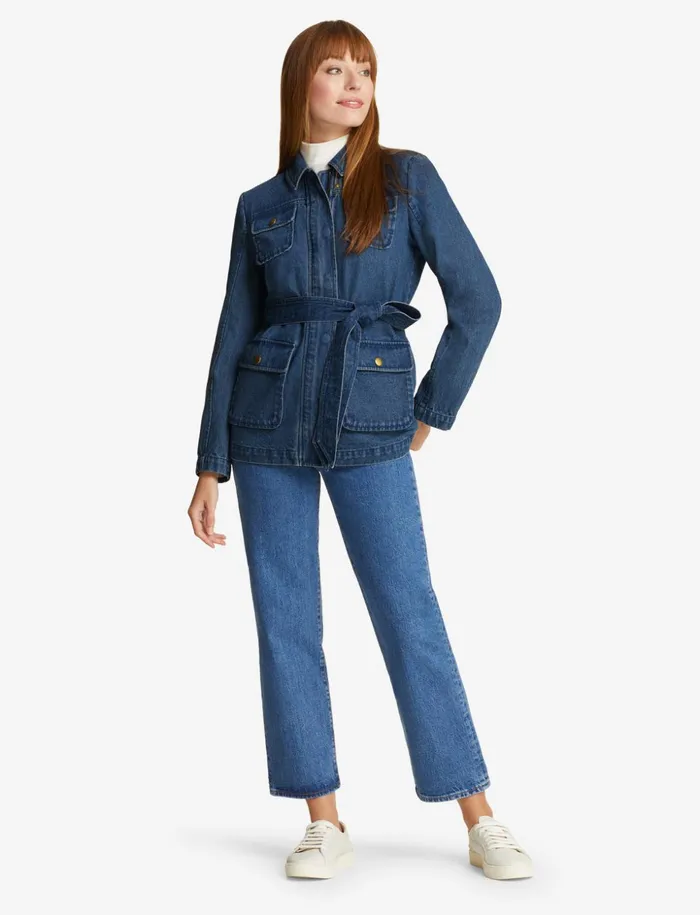 Draper James Field Jacket In Dark Wash Denim Women Sweaters