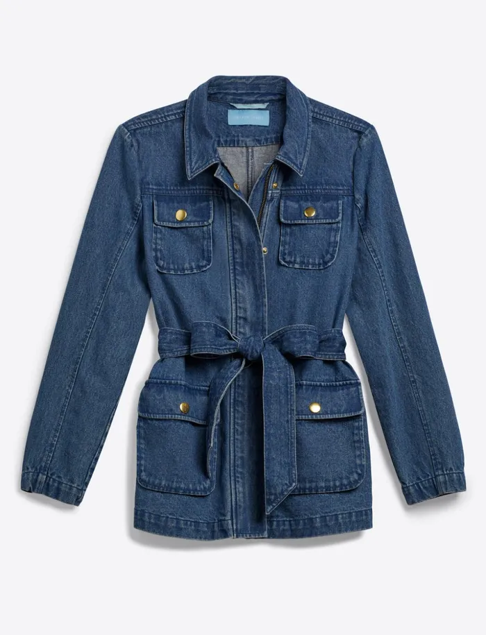 Draper James Field Jacket In Dark Wash Denim Women Sweaters