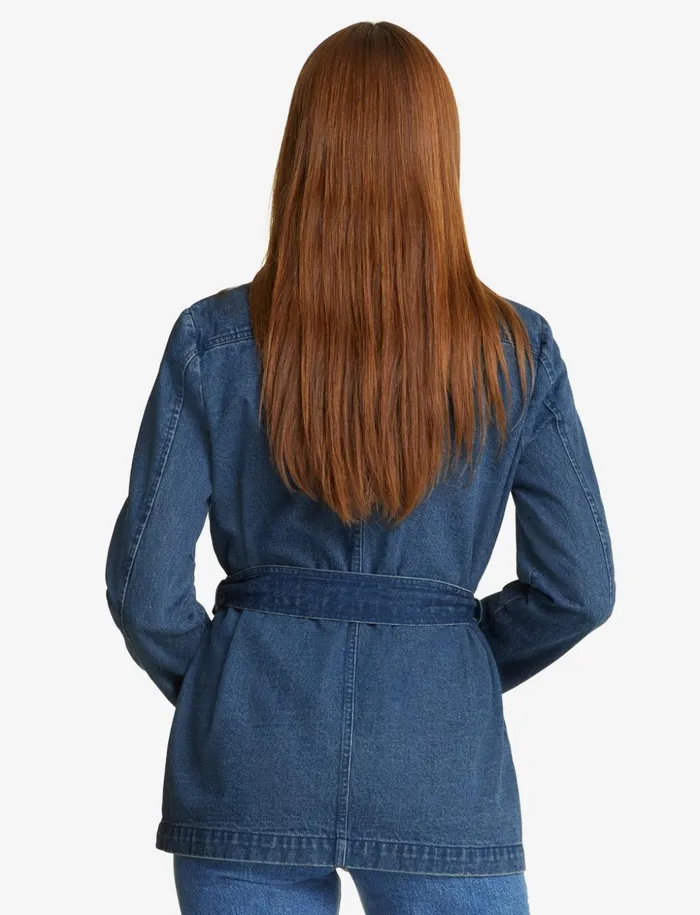 Draper James Field Jacket In Dark Wash Denim Women Sweaters