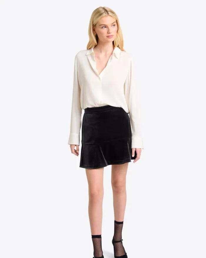Draper James Flutter Skirt In Velvet Women Bottoms and Skirts