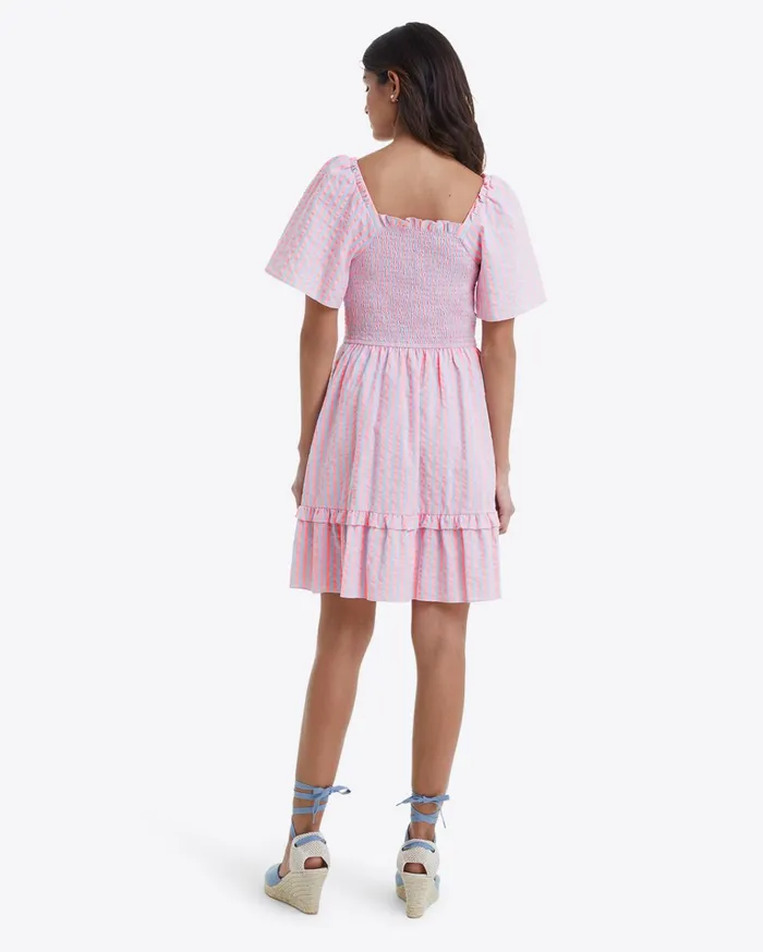 Draper James Goldie Smocked Dress In Seersucker Stripe Women Dresses