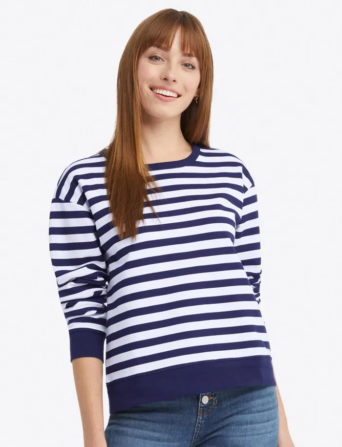 Draper James Kelsea Sweatshirt In Awning Stripe Women Lounge and Pajamas