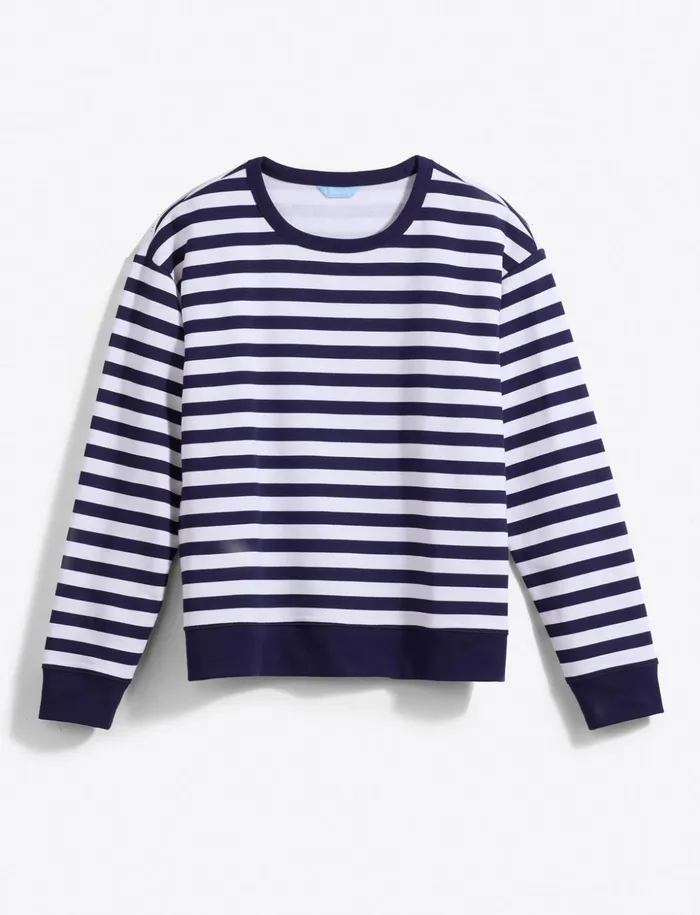 Draper James Kelsea Sweatshirt In Awning Stripe Women Lounge and Pajamas