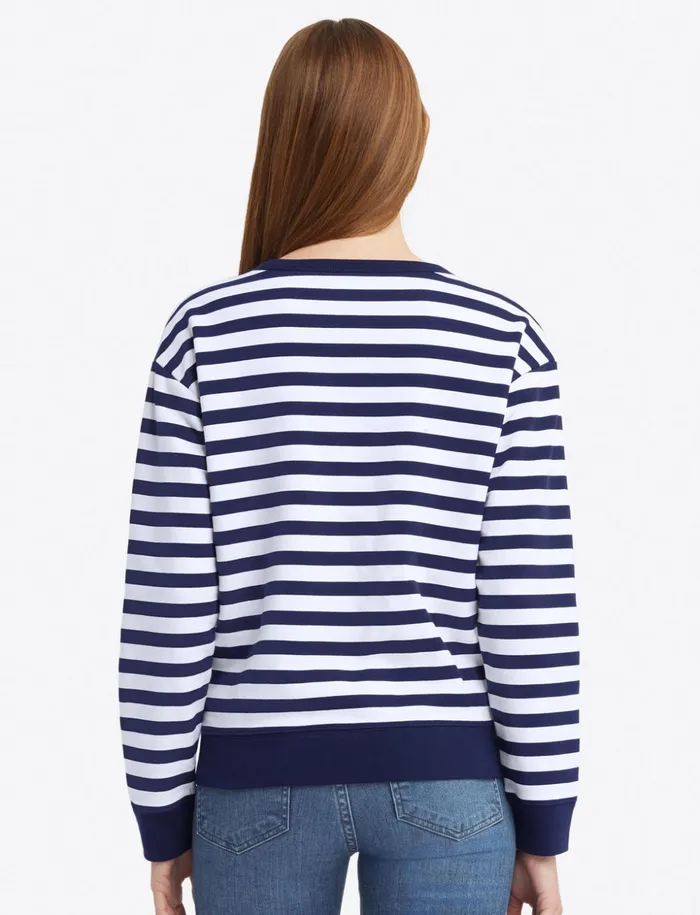 Draper James Kelsea Sweatshirt In Awning Stripe Women Lounge and Pajamas
