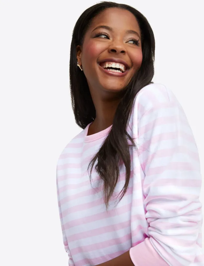 Draper James Kelsea Sweatshirt In Awning Stripe Women Lounge and Pajamas