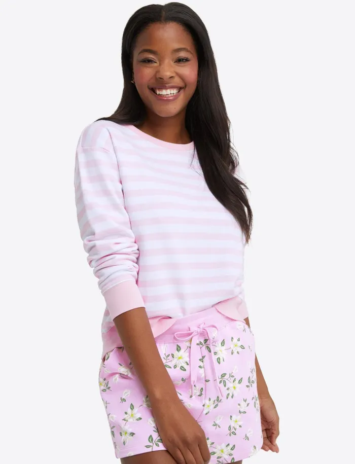 Draper James Kelsea Sweatshirt In Awning Stripe Women Lounge and Pajamas