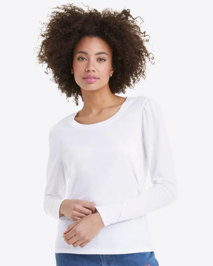Draper James LongSleeve Easy Knit Top In White Women Tops