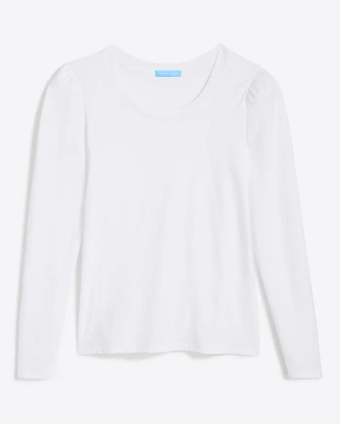 Draper James LongSleeve Easy Knit Top In White Women Tops