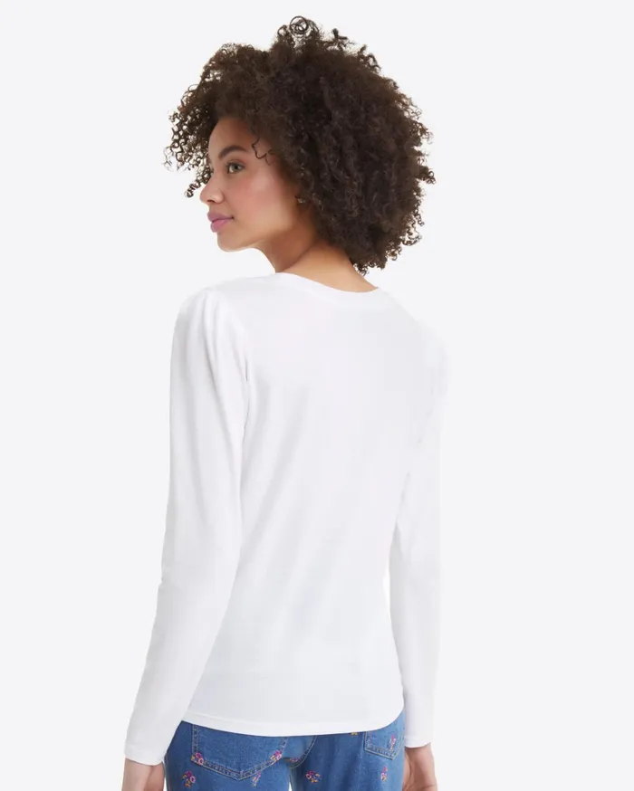 Draper James LongSleeve Easy Knit Top In White Women Tops