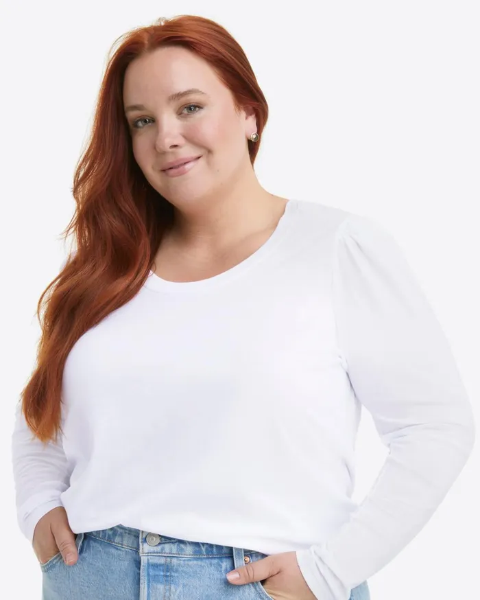 Draper James LongSleeve Easy Knit Top In White Women Tops