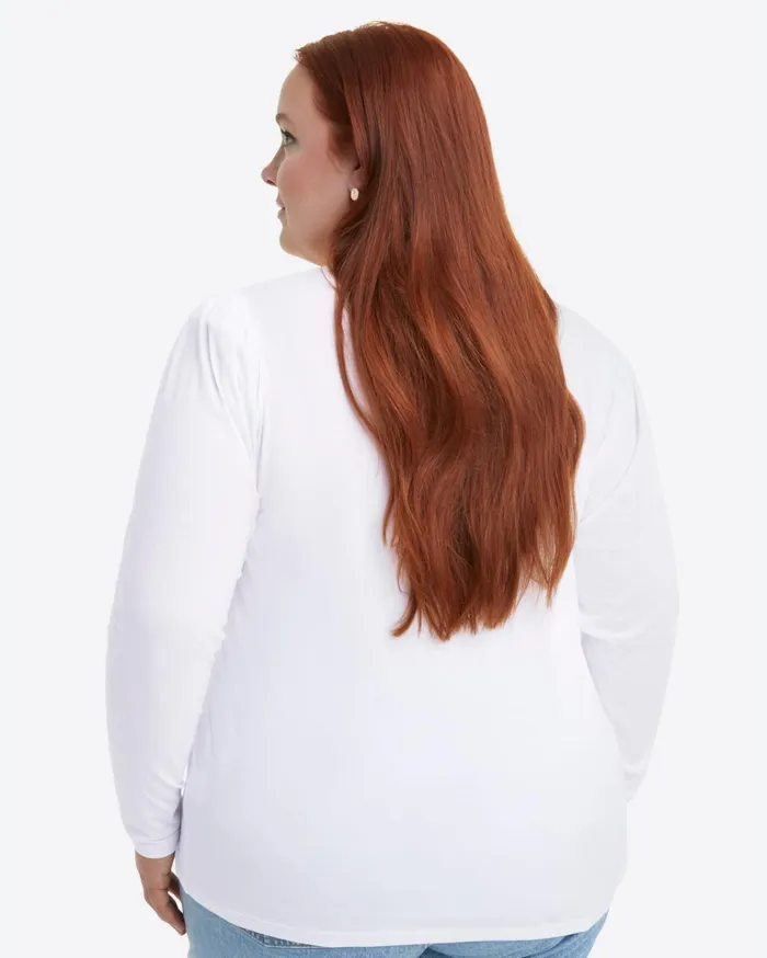 Draper James LongSleeve Easy Knit Top In White Women Tops
