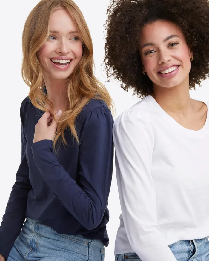 Draper James LongSleeve Easy Knit Top In White Women Tops