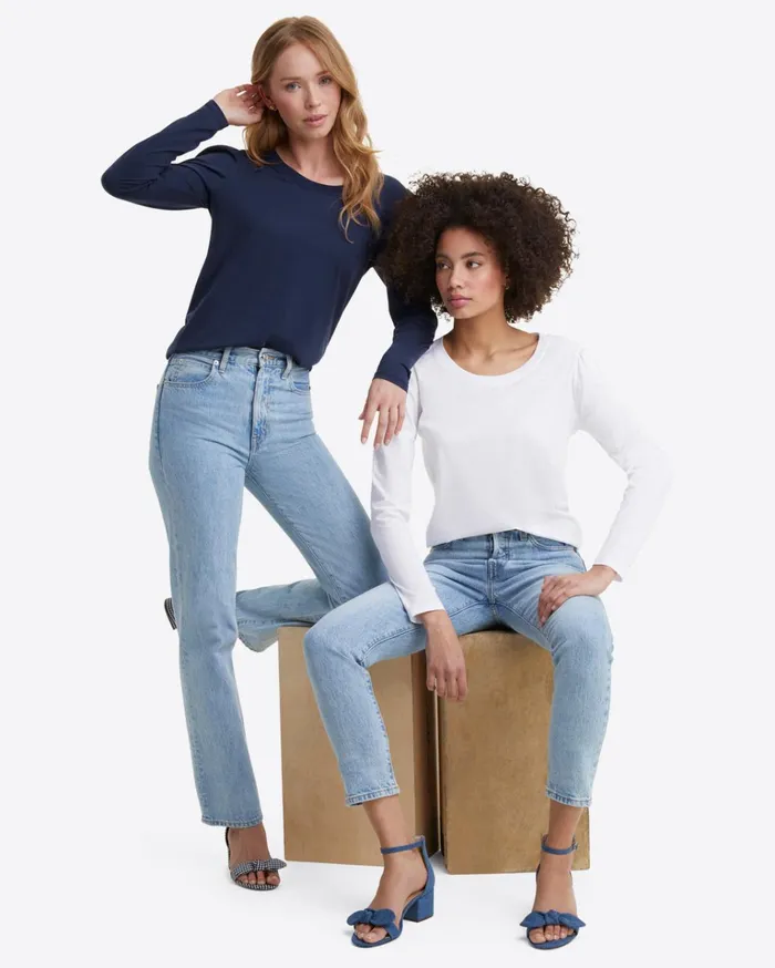 Draper James LongSleeve Easy Knit Top In White Women Tops