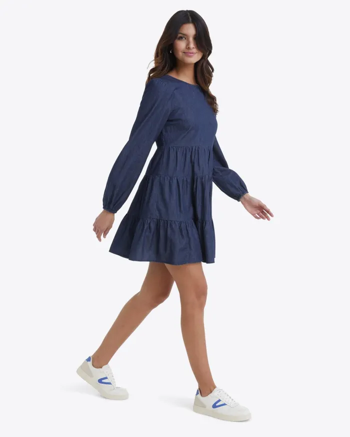 Draper James Pam Babydoll Dress In Dark Wash Women Dresses