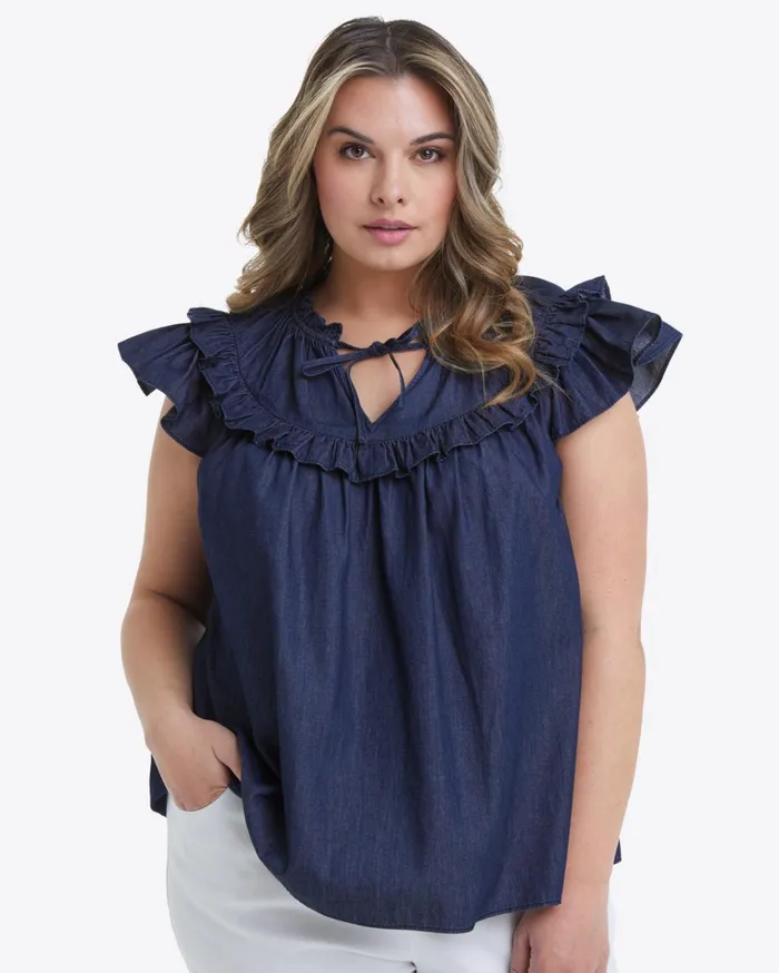 Draper James Raelynn Top In Dark Wash Women Tops