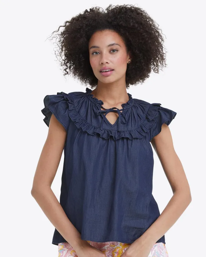 Draper James Raelynn Top In Dark Wash Women Tops