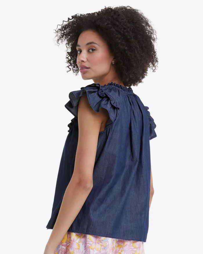 Draper James Raelynn Top In Dark Wash Women Tops