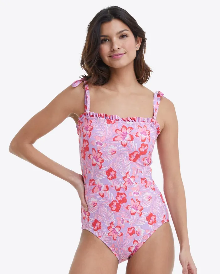 Draper James Ruffled One Piece Swimsuit In Floral Scallop Women Swim