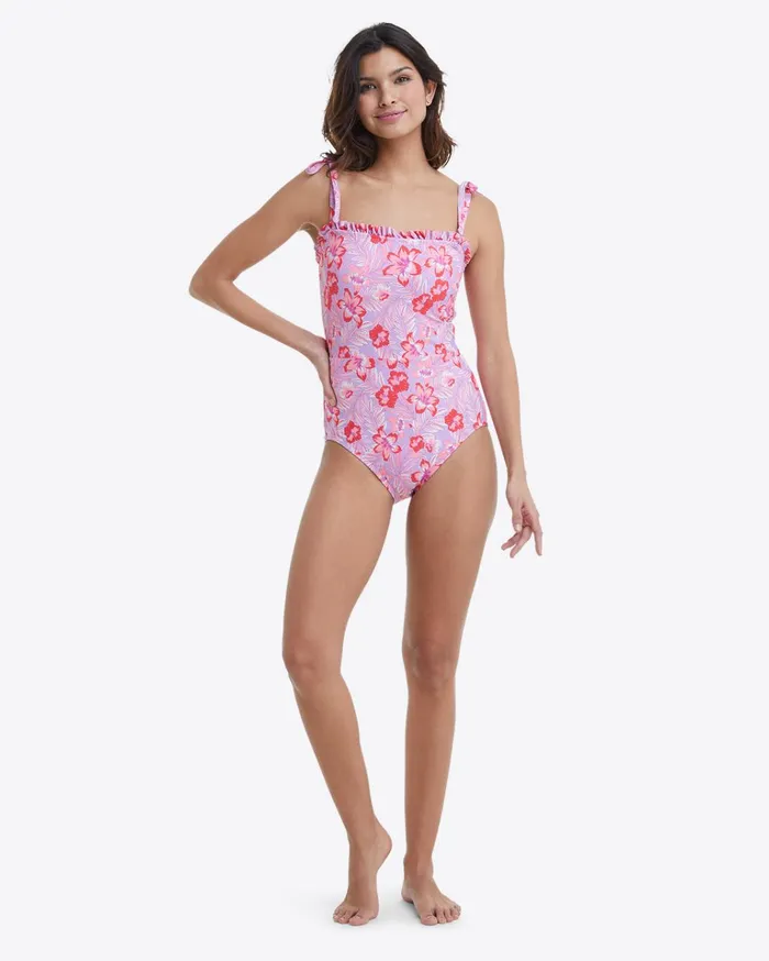 Draper James Ruffled One Piece Swimsuit In Floral Scallop Women Swim