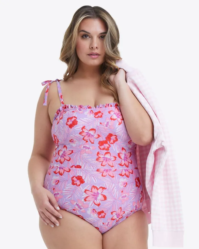 Draper James Ruffled One Piece Swimsuit In Floral Scallop Women Swim