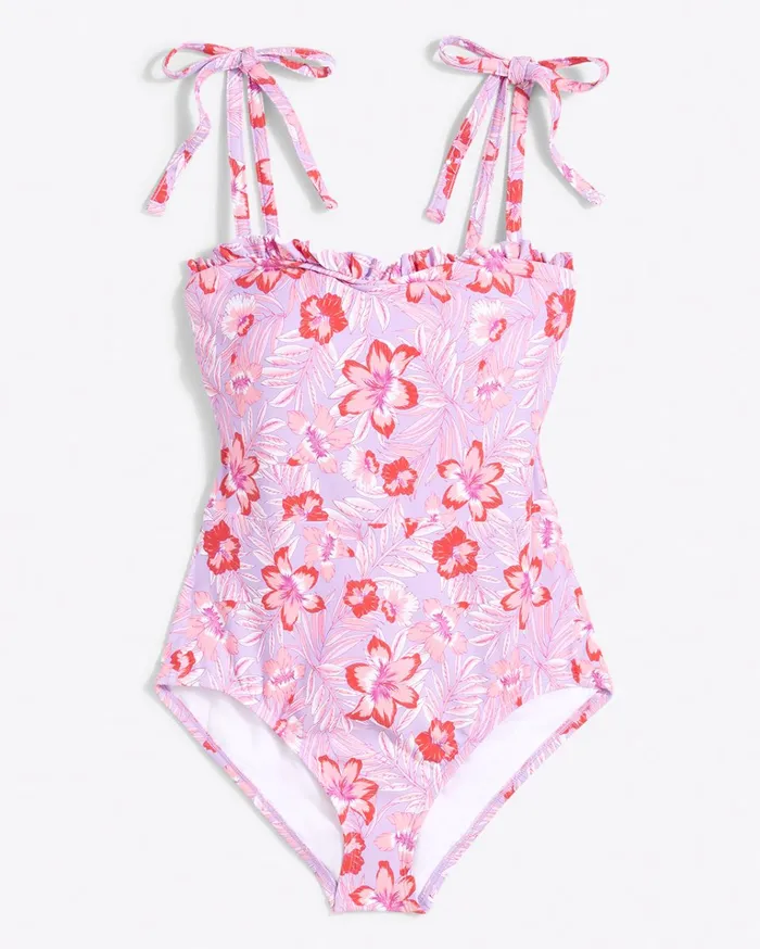 Draper James Ruffled One Piece Swimsuit In Floral Scallop Women Swim